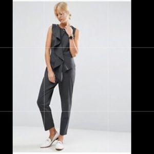 Asos Stripe Ruffle Jumpsuit